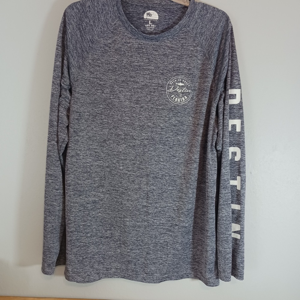 Sunsations Performance Shirt Mens Large Blue Excellent Destin Florida UPF 50+